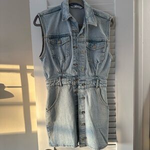 Zara Light Blue Denim Sleeveless Dress